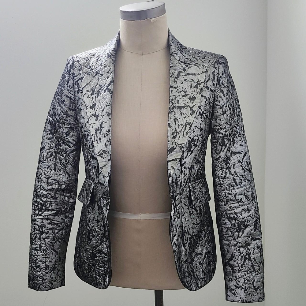 Zadig & Voltaire Silver Blazer with Tailored Fit, Narrow Lapels size 34 XXS